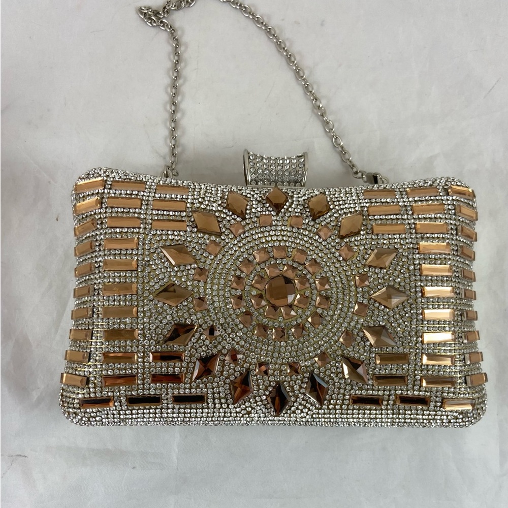 Tanpell Womens Gold Crystal Evening Clutch Bag.